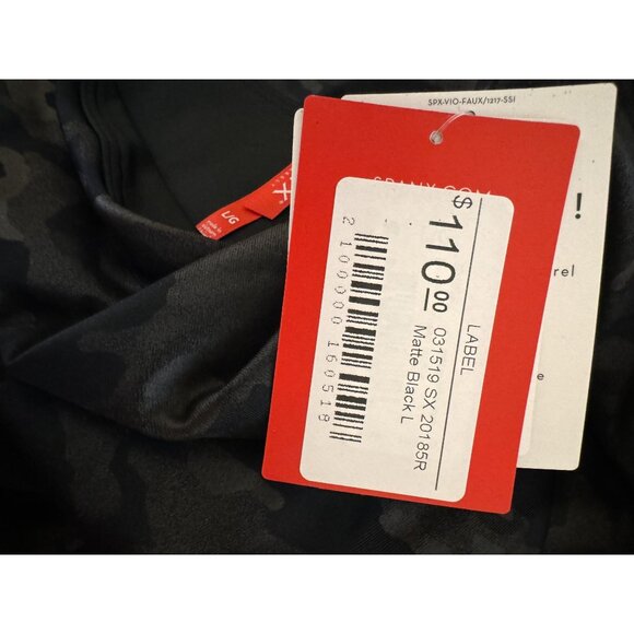 Spanx High-Waisted Camouflage faux leather Leggings pants sz large new $110 - Picture 5 of 15